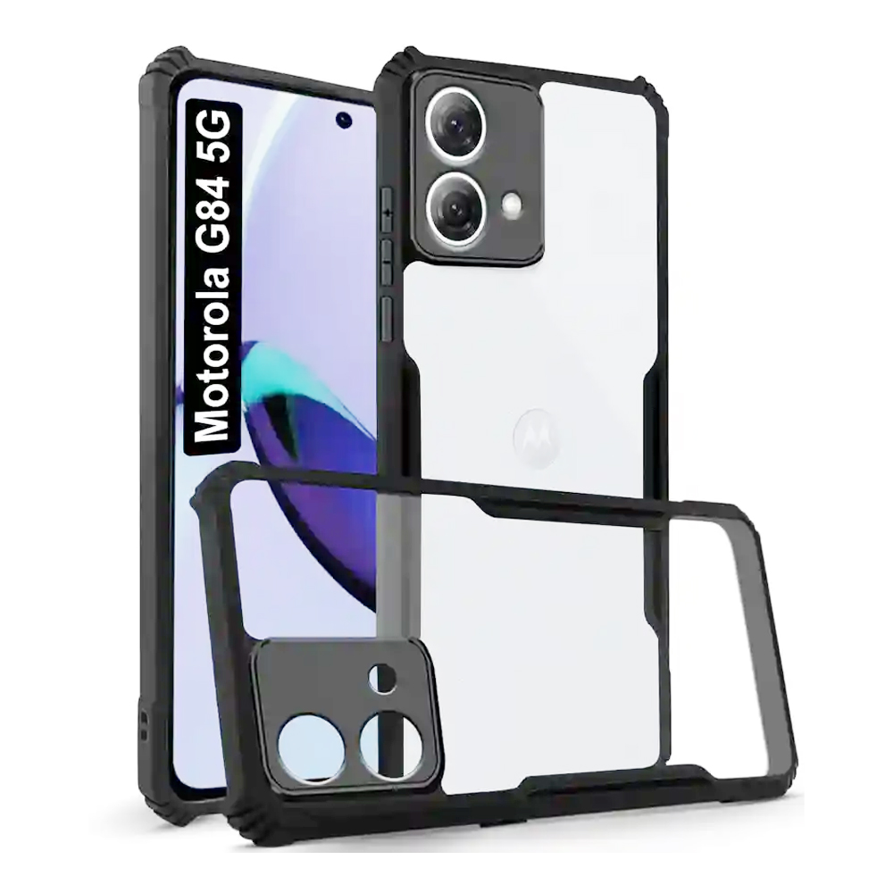 Motorola Moto G84 5G Clear Shockproof TPU Bumper Case - Black
