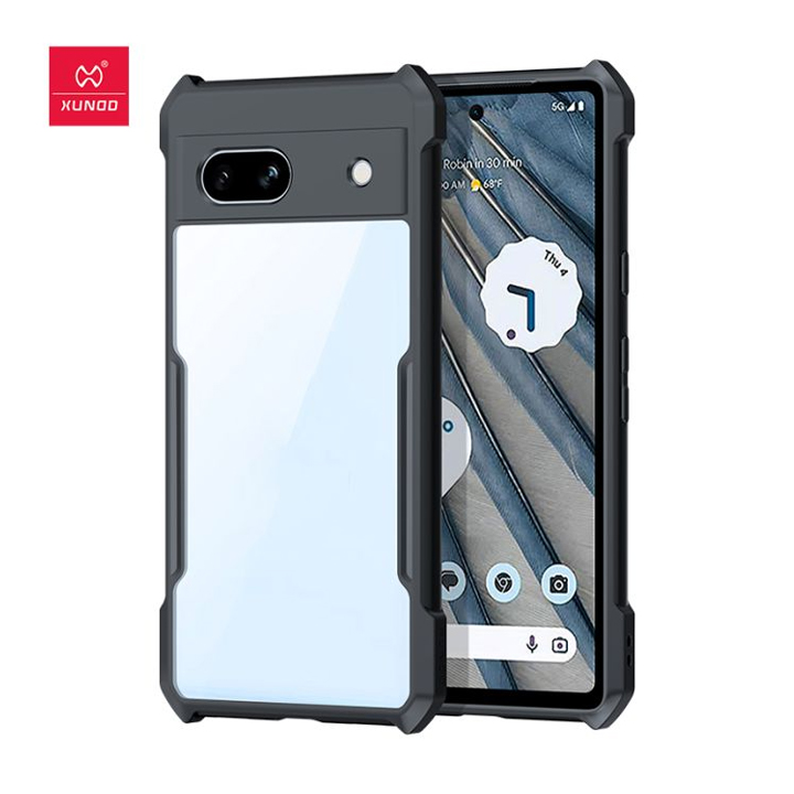 Google Pixel 7a Xundo Clear Shockproof PC + TPU Bumper Case - Black