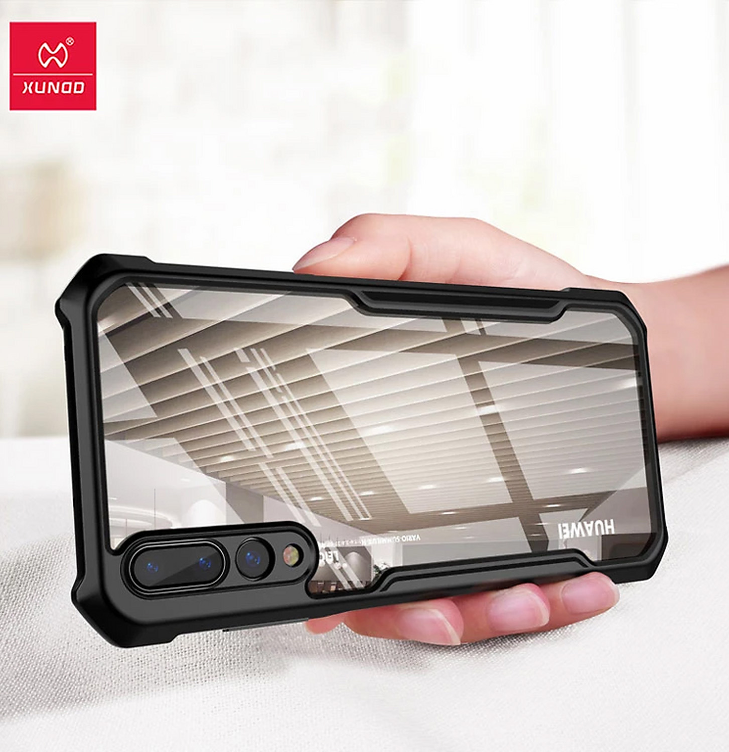Huawei P20 Pro Xundd Clear Shockproof PC + TPU Bumper Case - Black