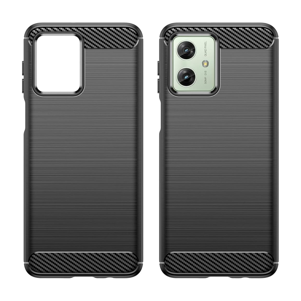 Carbon Fiber TPU Shockproof Silicone Protective Case For Motorola Moto G54 - Brushed Black