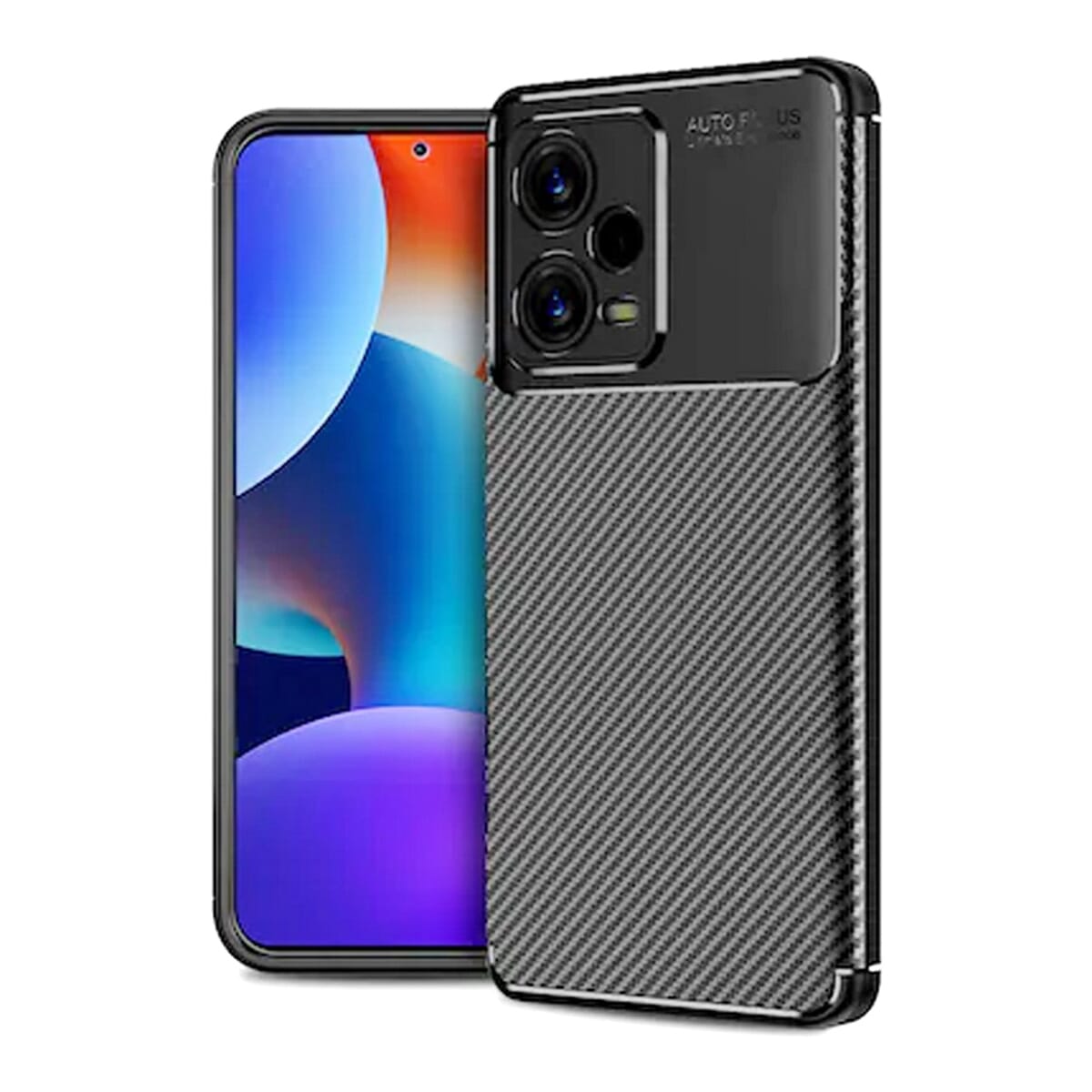 Carbon Fiber Shockproof Slim TPU Rugged Case For Redmi Note 12 Pro Plus - Black