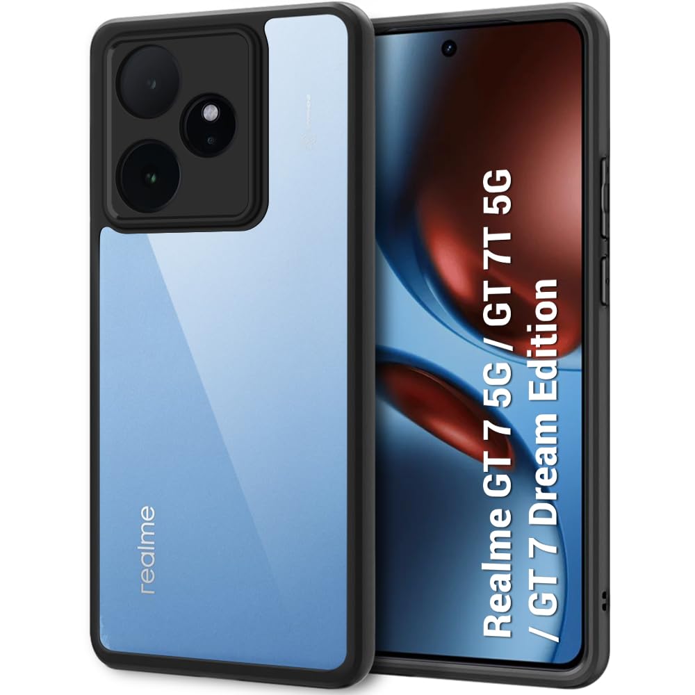 Royal Slim Clear Shockproof Case For Realme GT 7/GT 7T 5G – Camera Protection, Black