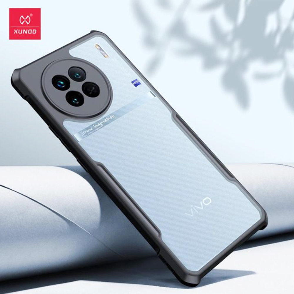 Xundd Shockproof Clear Acrylic Bumper Case For Vivo X90 / X90s Back Cover - Black