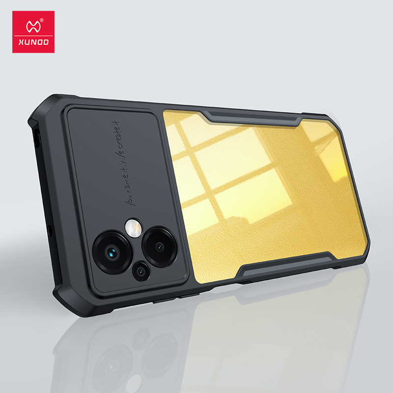 POCO M5/M4 5G Transparent Airbag Case – Shockproof With Lens Protection, Black Bumper