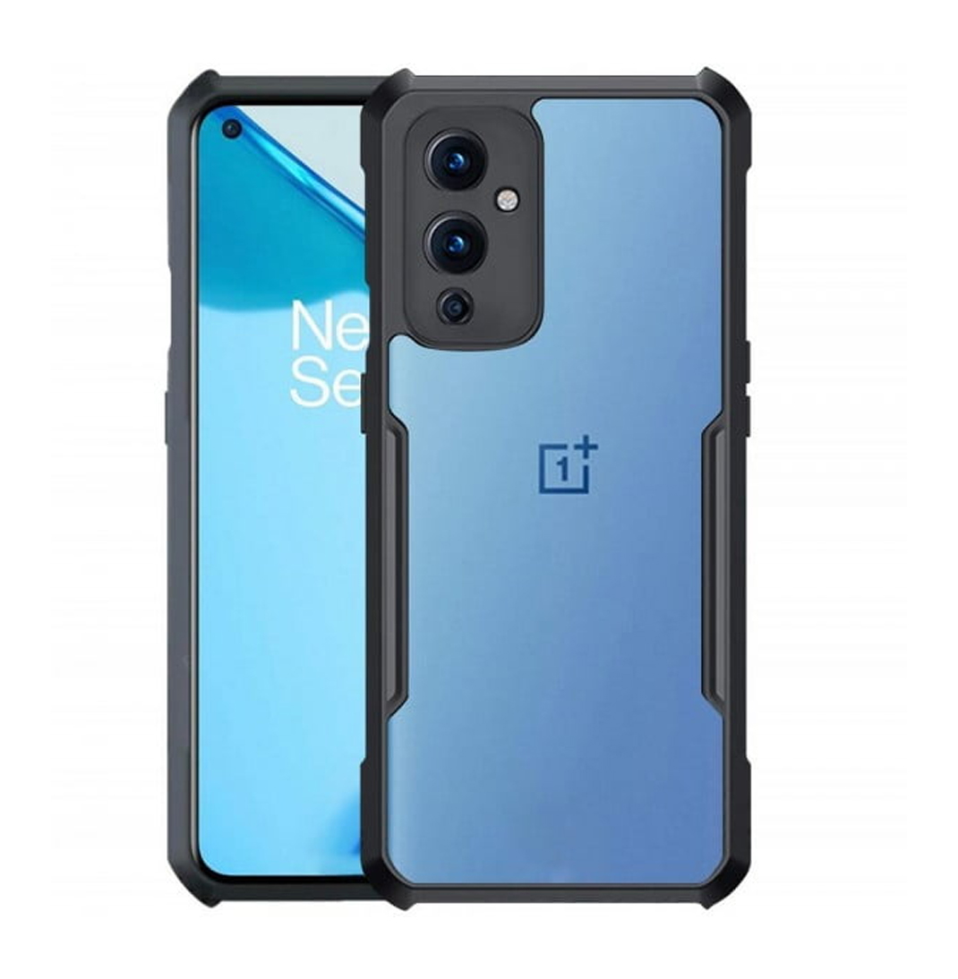 XUNDD OnePlus 9 Pro Transparent Shockproof Case – PC+TPU, Black Bumper