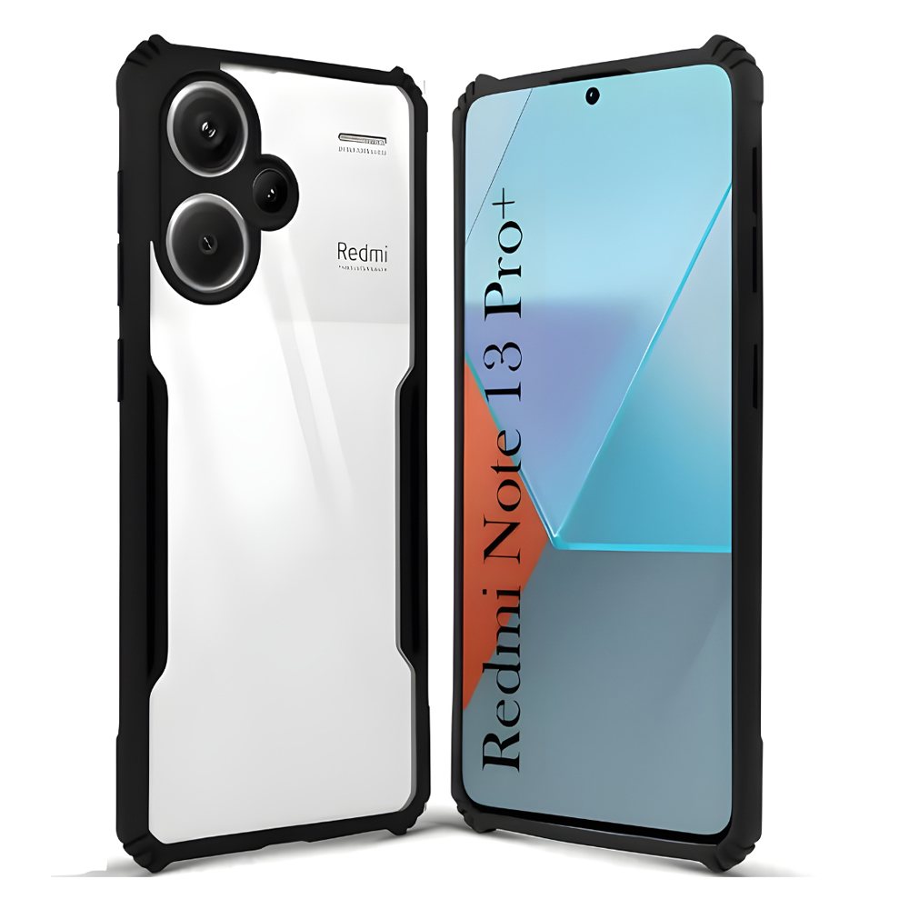 Clear PC Back Airbag Bumper Case For Redmi Note 13 Pro Plus - Black