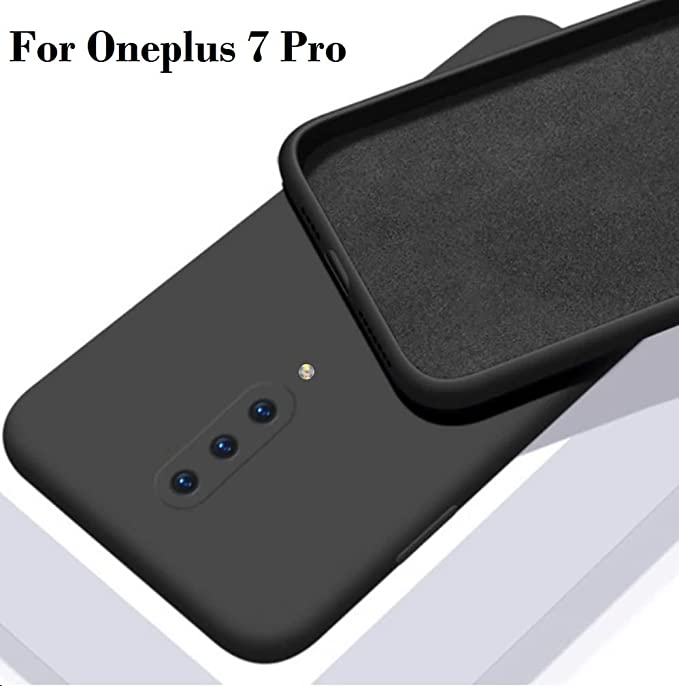 Matte Liquid Silicone Case With Camera Protection For OnePlus 7 Pro - Black