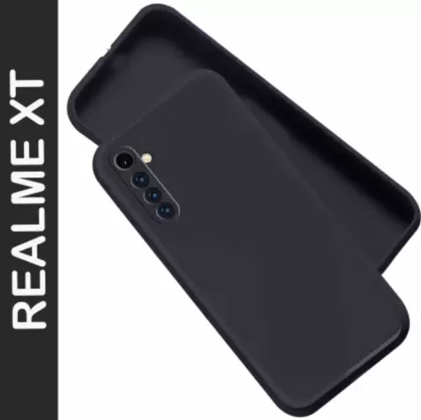 Realme X2/XT Matte Liquid Silicone Case – Shockproof, Camera Protection, Black