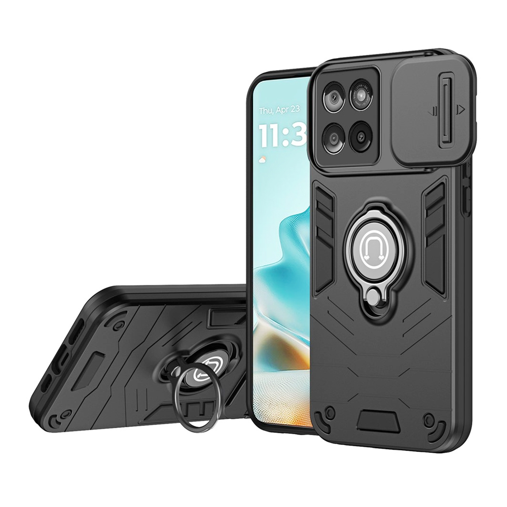 Motorola Edge 60 5G Armor CamShield Case – Kickstand, PC+TPU, Black