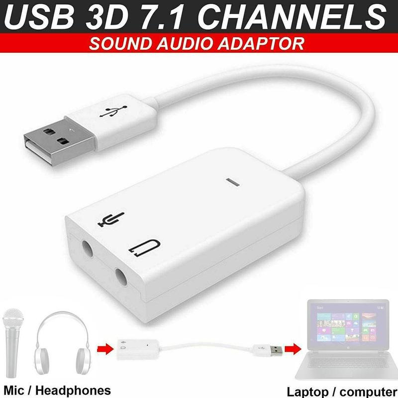 7.1 USB Sound Card Adapter With 3.5mm Mic Jack – Virtual 3D Audio