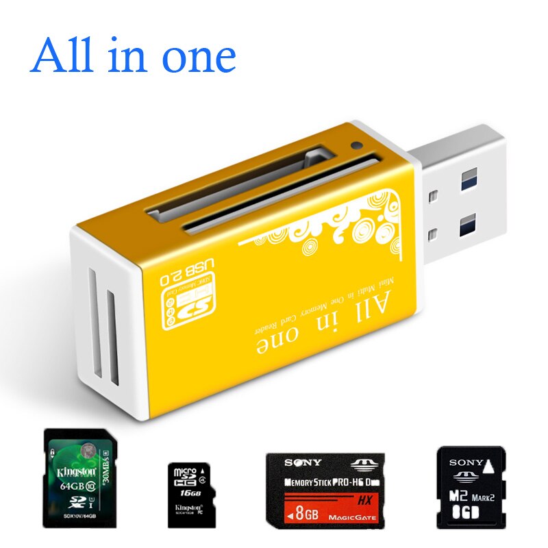 USB 2.0 All-In-One Memory Card Reader – SD, Micro SD, MS & M2 Support