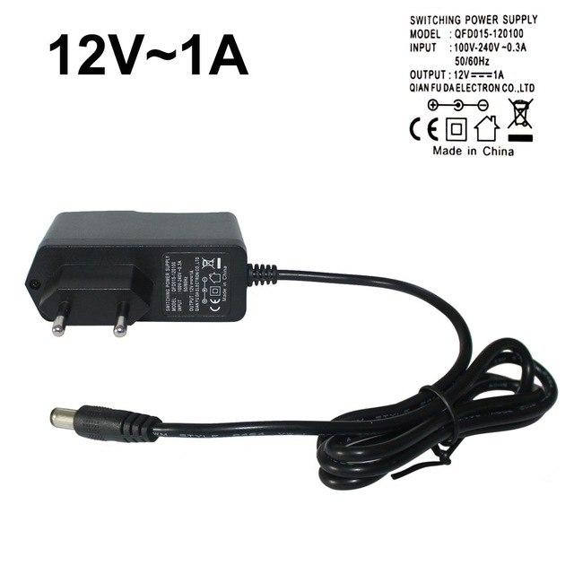12V 1A Adapter Charger For Router, LCD Monitor, TV, LED Strip, CCTV & Piano - Black