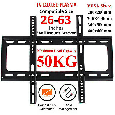 Slim TV Wall Mount Bracket For 26-63 Inch Plasma, LED & LCD TVs - Black