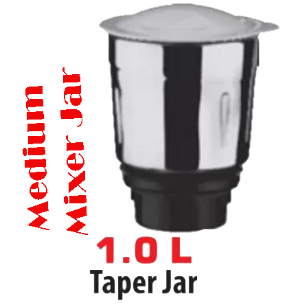 1 Liter Medium Steel Mixer Grinder Jar With 4 Blades Fits All Brands