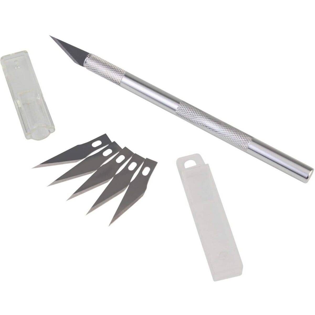 DIY Multifunctional Interchangeable Blade Scalpel Knife With 5 Blades - Silver