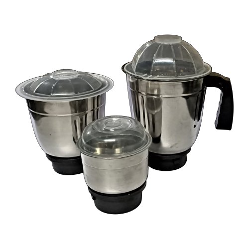 3 Pc Mixer Grinder Jar Set Heavy Gauge - Liquid Jar(1.2L), Dry Jar(1L), Chutney Jar(0.4L) (Clear)