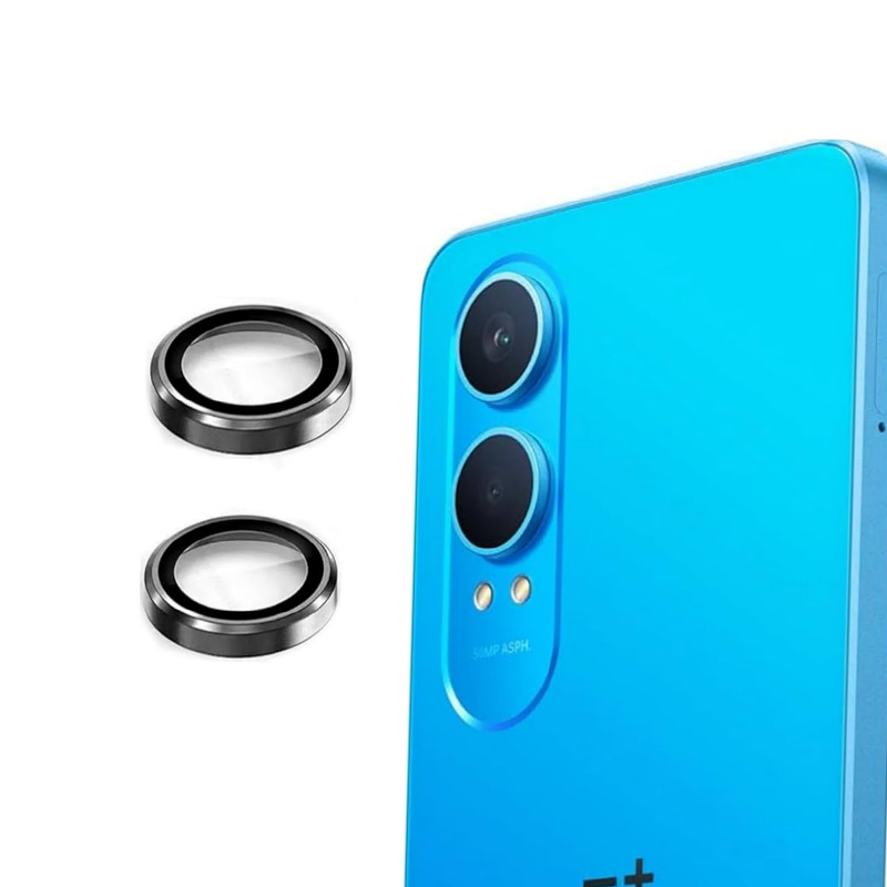 OnePlus Nord CE 4 Lite 5G Black Aluminum Lens Ring with Tempered Glass Camera Protector