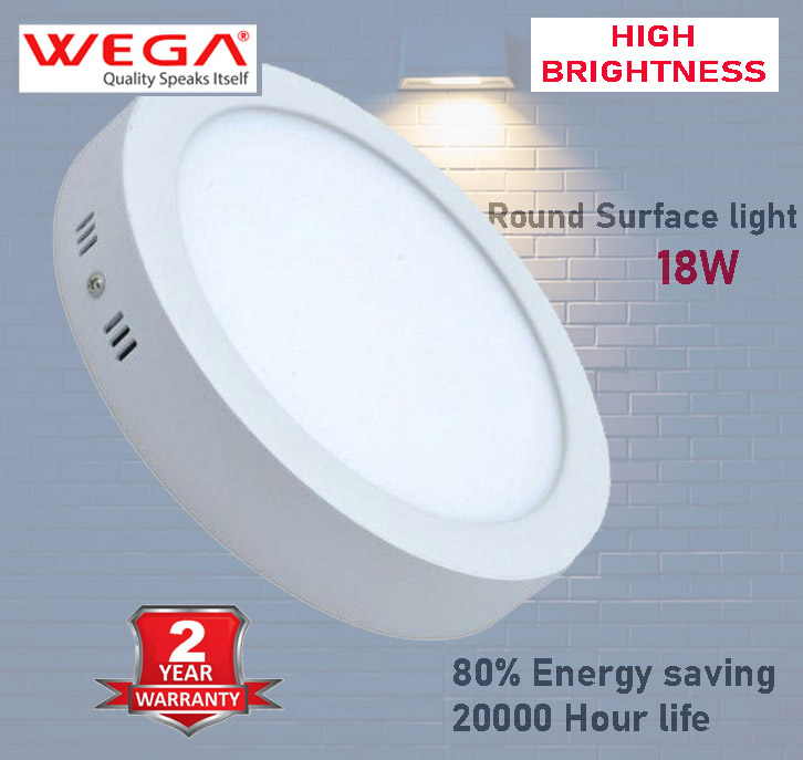 Wega 18W Round LED Surface Panel Light – Daylight, 2-Year Warranty