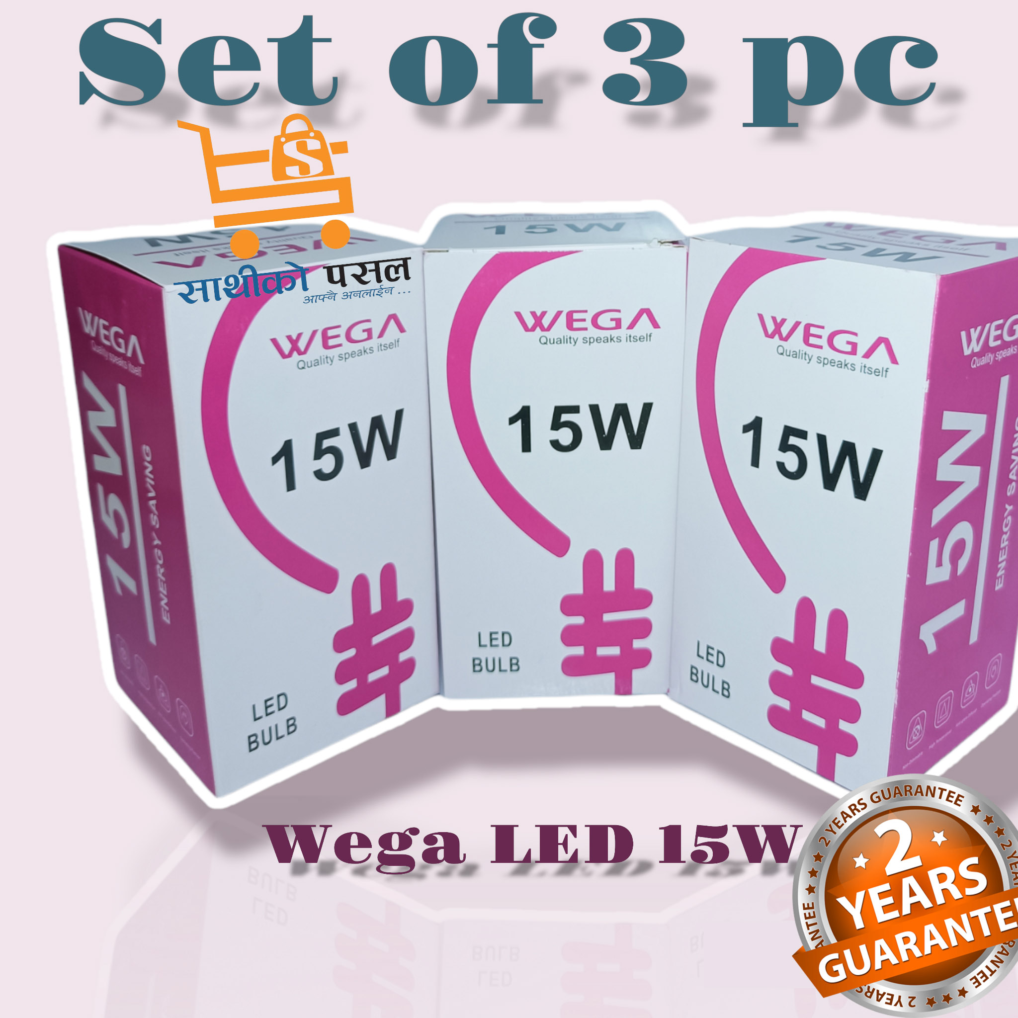 (Set of 3) Wega 15W Led Bulb B22 Cool daylight With 2 years warranty 15 Watt 15 W 80% Energy saver