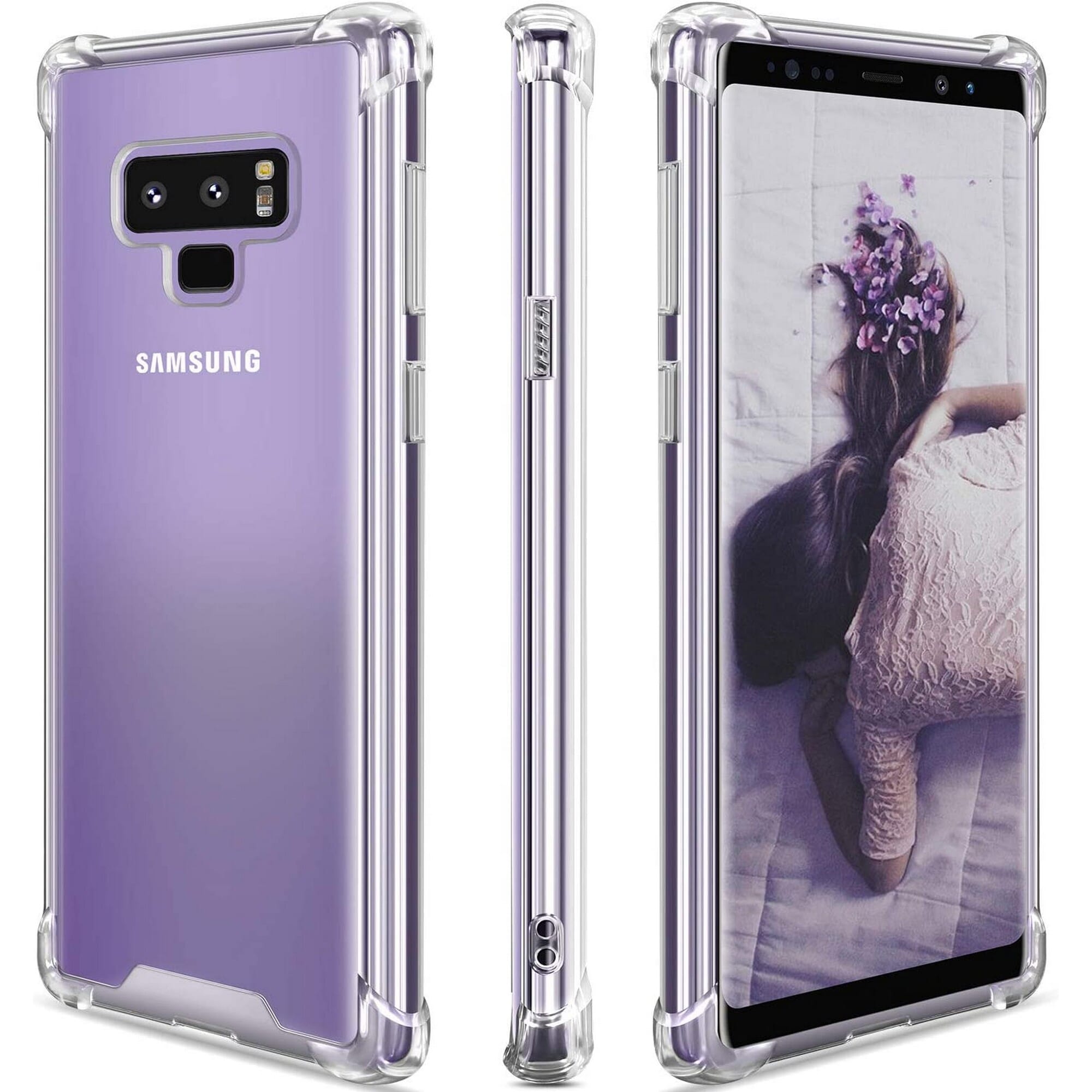 Samsung Note 9 TPU Case Transparent Back Cover with Drop Protection Side