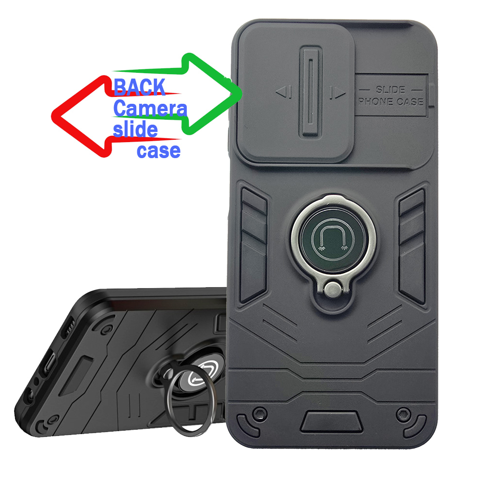 Redmi Note 12 Pro 5G Dual-Layer Armor Defender PC Kickstand Case <Cam-Slide>