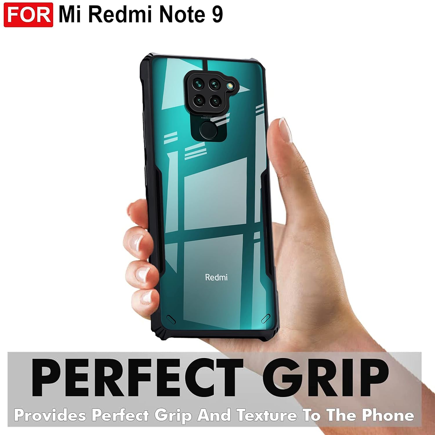 For Redmi Note 9 Back Cover | Shock Proof Design | TPU, Transparent 