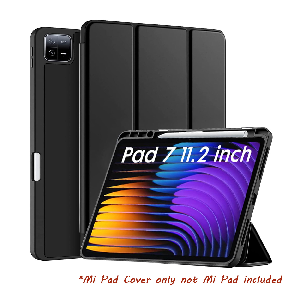 HDD Case for Xiaomi Mi Pad 7 / 7 Pro 11.2 inch - Trifold Stand Flip Tablet Cover With Pen Holder
