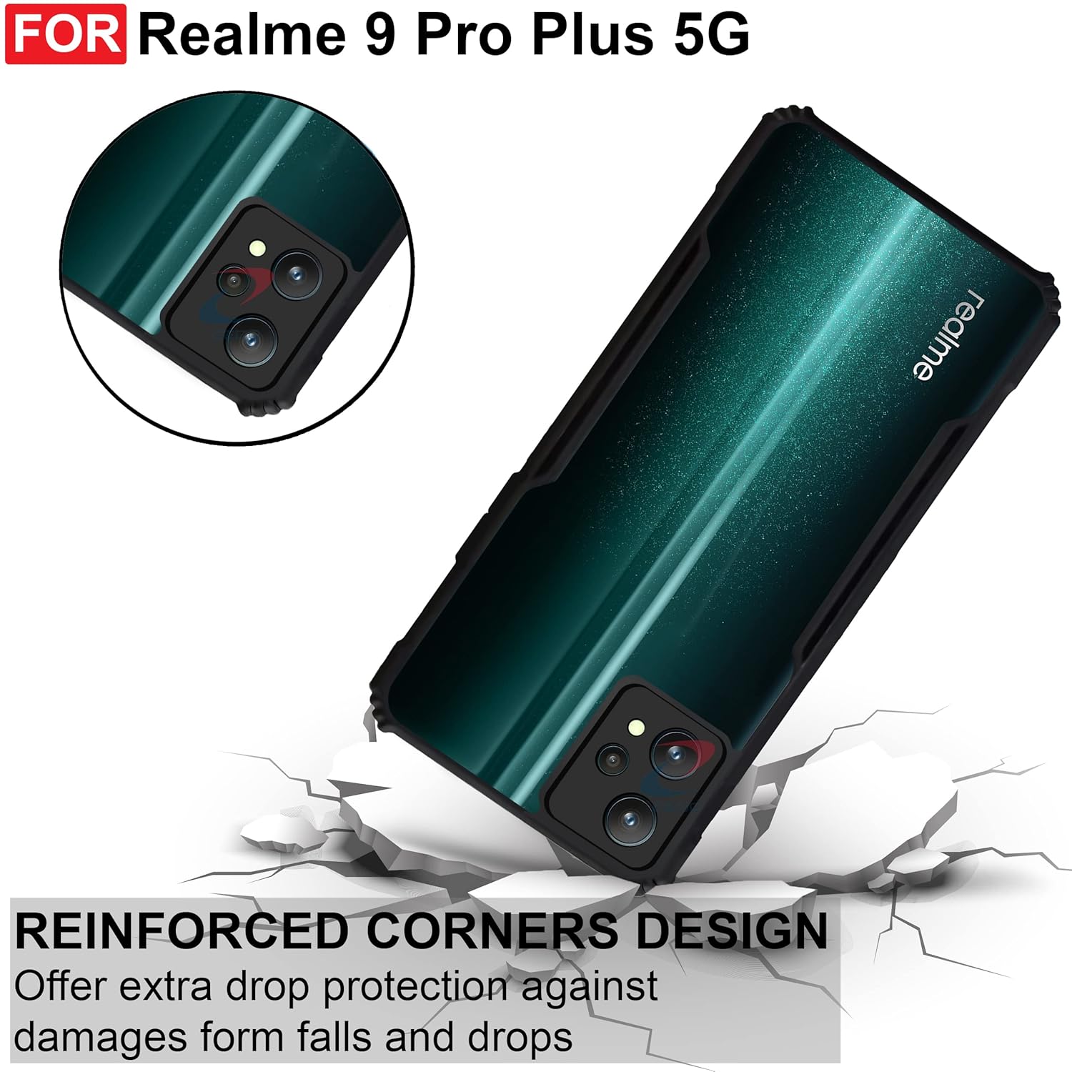 Realme 9 Pro+ 5G Black Slim Shockproof Hybrid Bumper Case