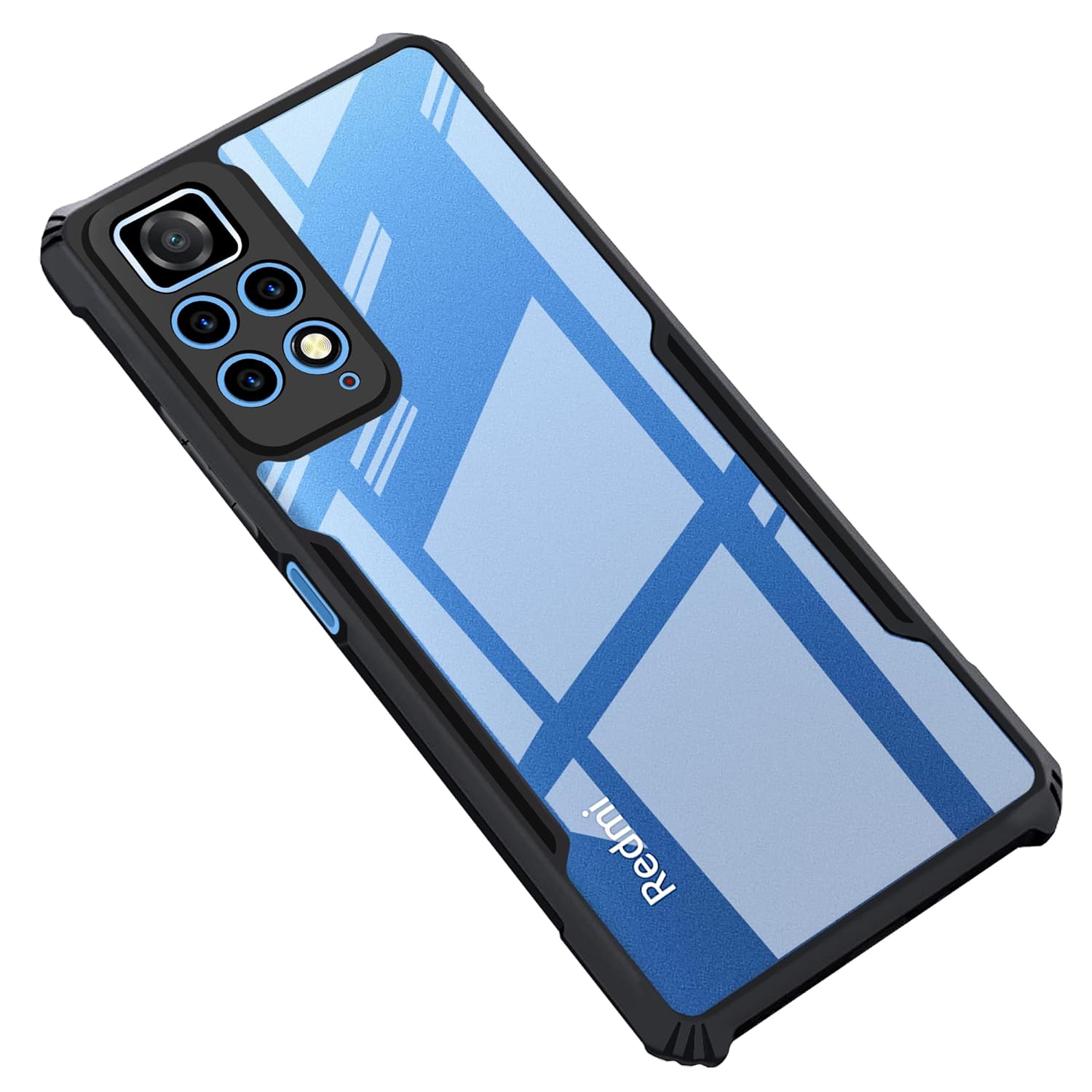 Redmi Note 11/11S 4G Transparent TPU+PC Shockproof Case – Black Bumper