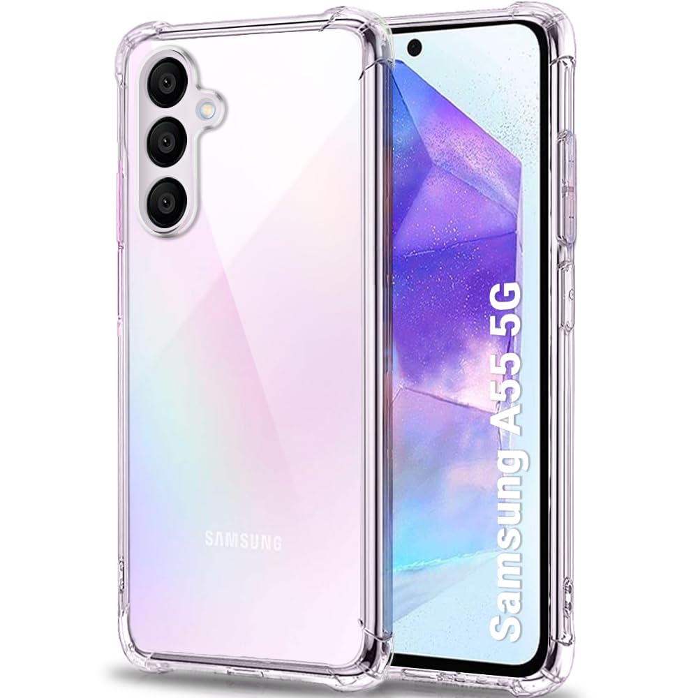 Clear Case for Samsung Galaxy A55 5G - Camera Protection Soft Bumper Transparent Shockproof Slim Back Cover