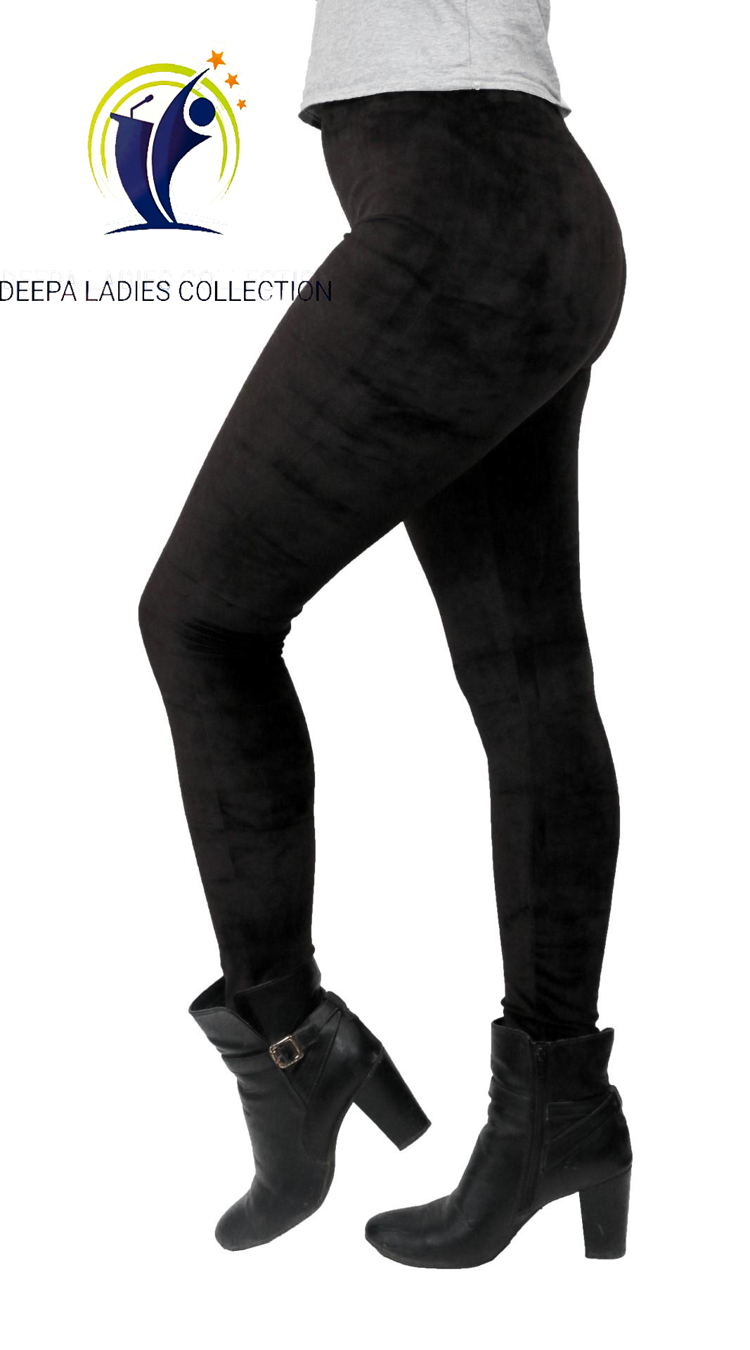 Black Soft Velvet Leggings Inside Fur Women - Black (One Size)