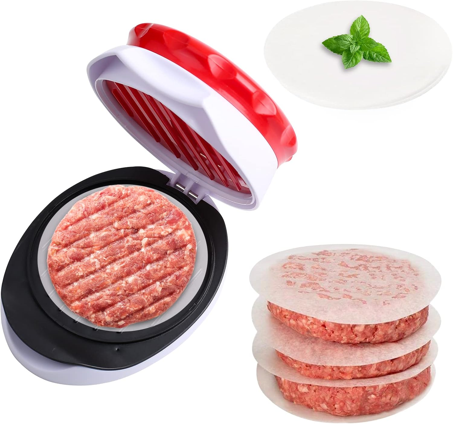Veleka Non-Stick Burger Patty Press with 100 Patty Papers