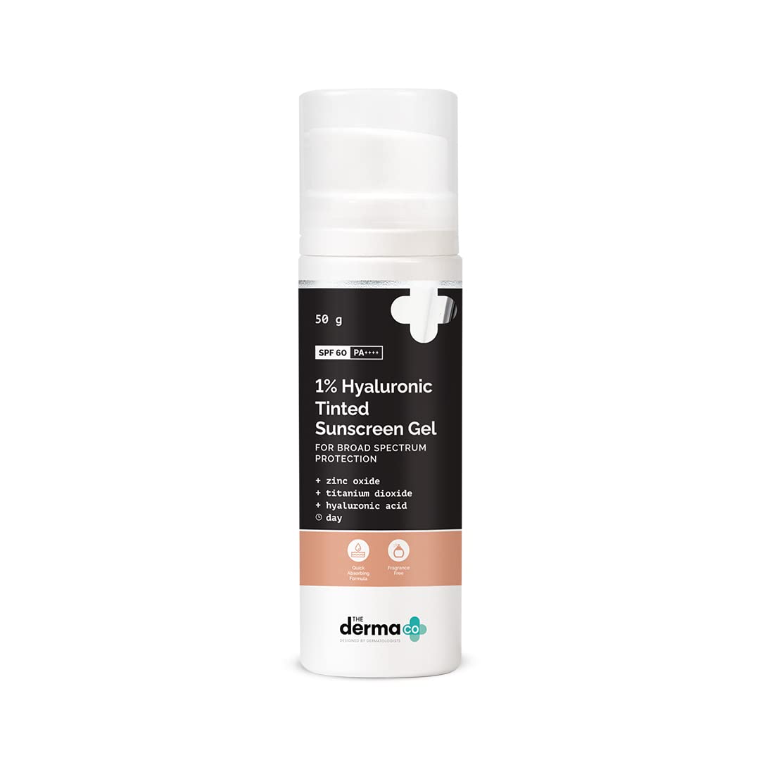 Derma Co 1% Hyalu Tint Spf 60 – Lightweight, Broad-Spectrum, No-White-Cast Sunscreen Gel - 50g