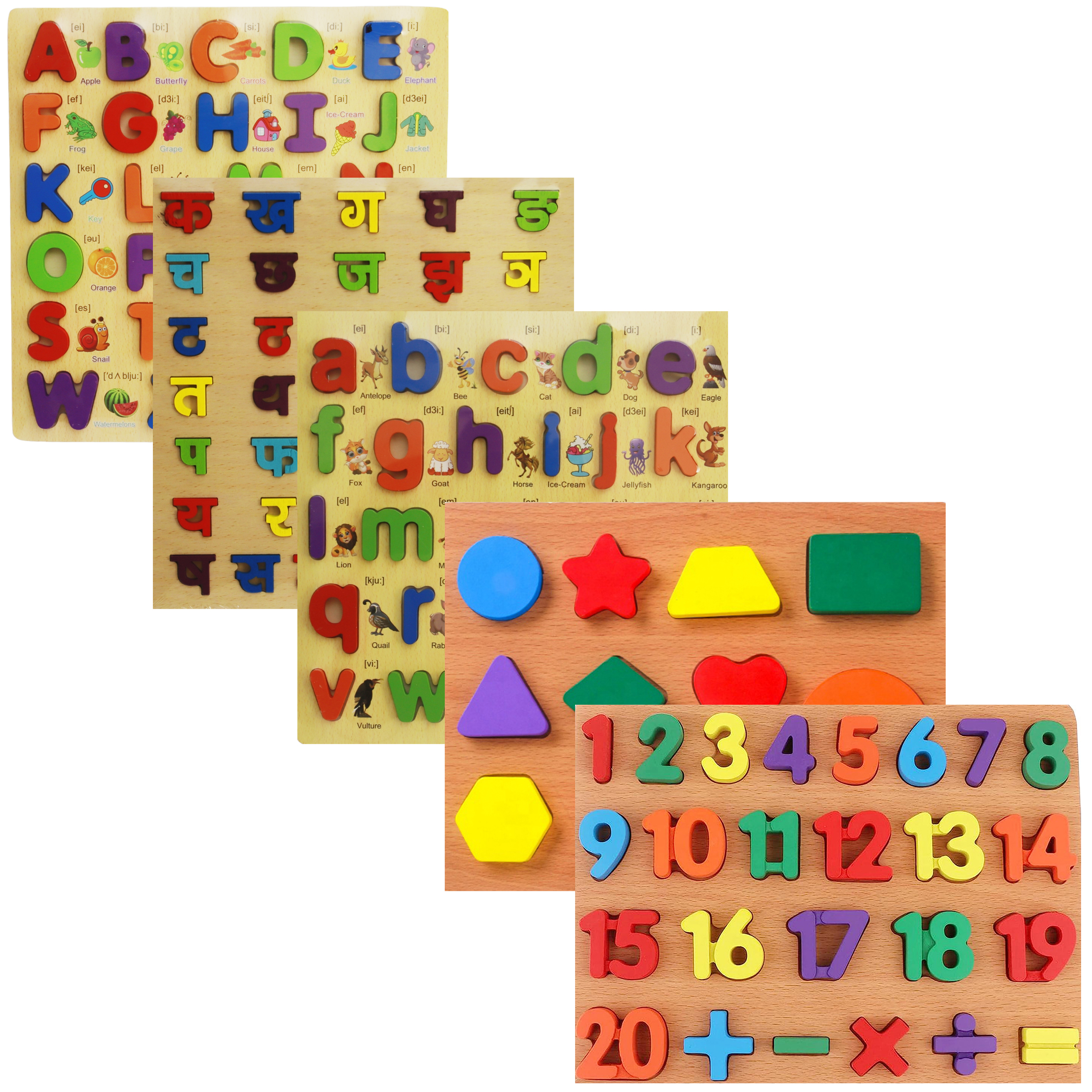 Wooden Educational Puzzle Set Nepali Varnamala, Numbers & Alphabet Learning Board