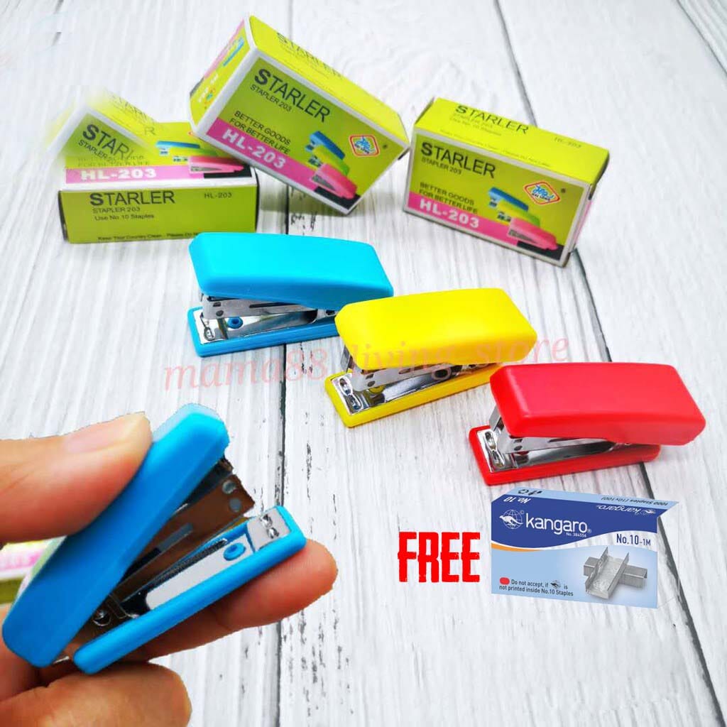 Mini Stapler With Kangaro No.10 Staple Pins Free - Multicolor