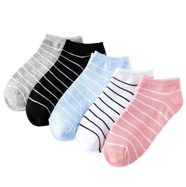 Pack of 5 Women’s Cotton Ankle Socks – Comfortable Multicolor Fashion, Free Size
