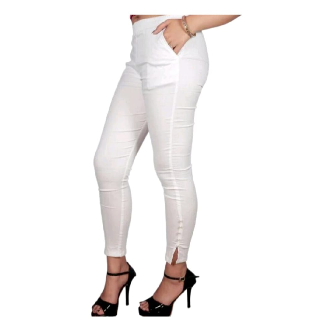 Multicolor Casual Pant-Style Leggings For Women & Girls - White (Free Size)