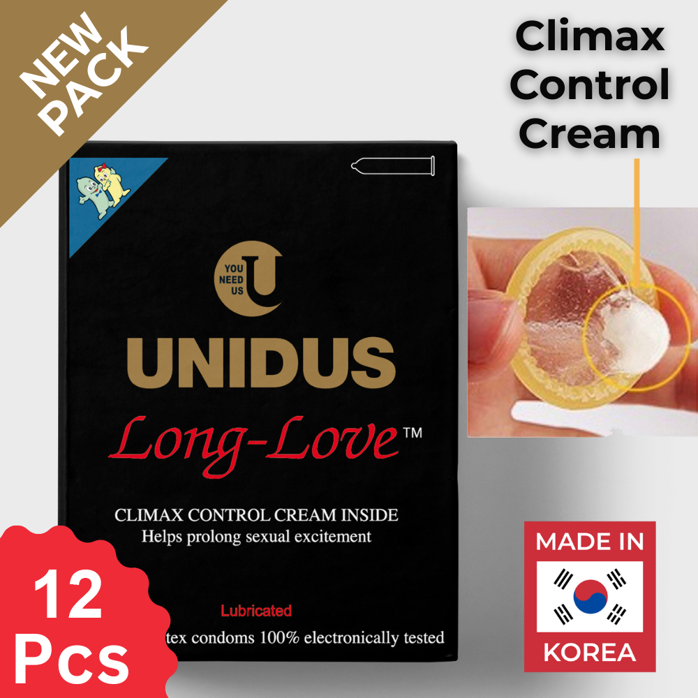 Unidus Long-Love Premium Condoms with Climax Control Cream, 10-Pack