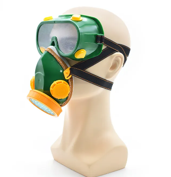 Filter Dust Mask, Gas Mask Protection Plastic Respirator With Goggles For Industrial Use - Green