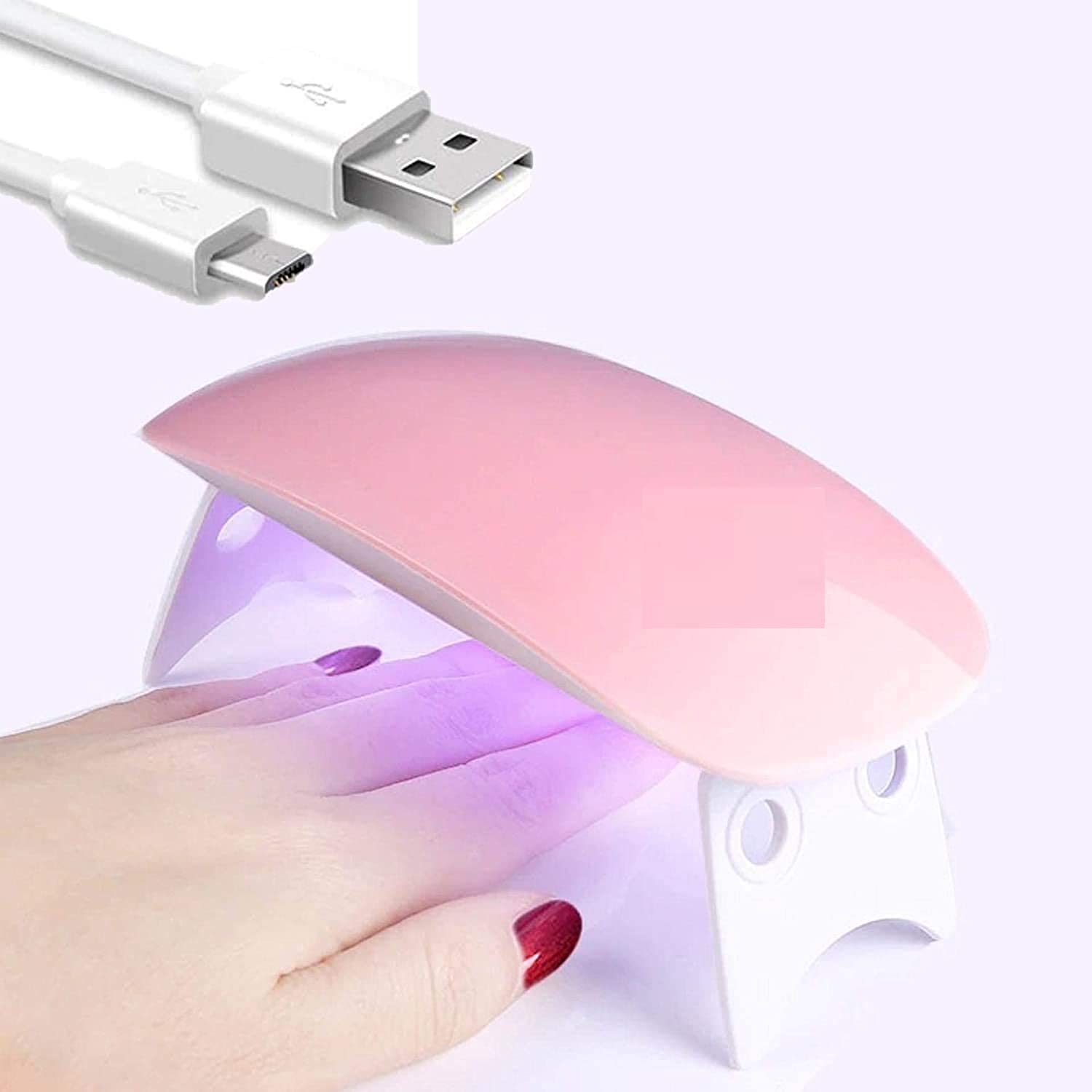 Mini 6W Portable LED UV Nail Dryer Lamp with USB – Home Use - Pink