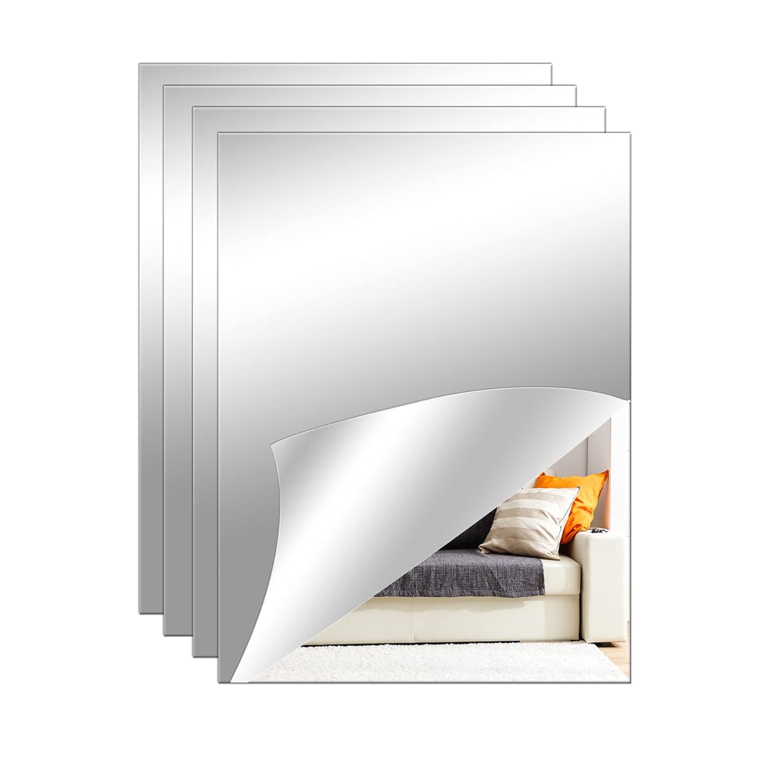 Self Adhesive Acrylic Plastic Wall  Mirrors 40 * 30cm  (Silver)