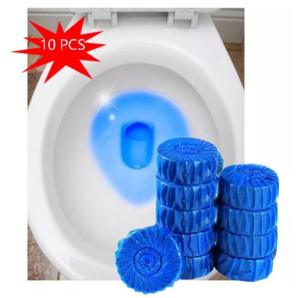10 Pcs Automatic Bleach Toilet Cleaner Tablets - Blue 