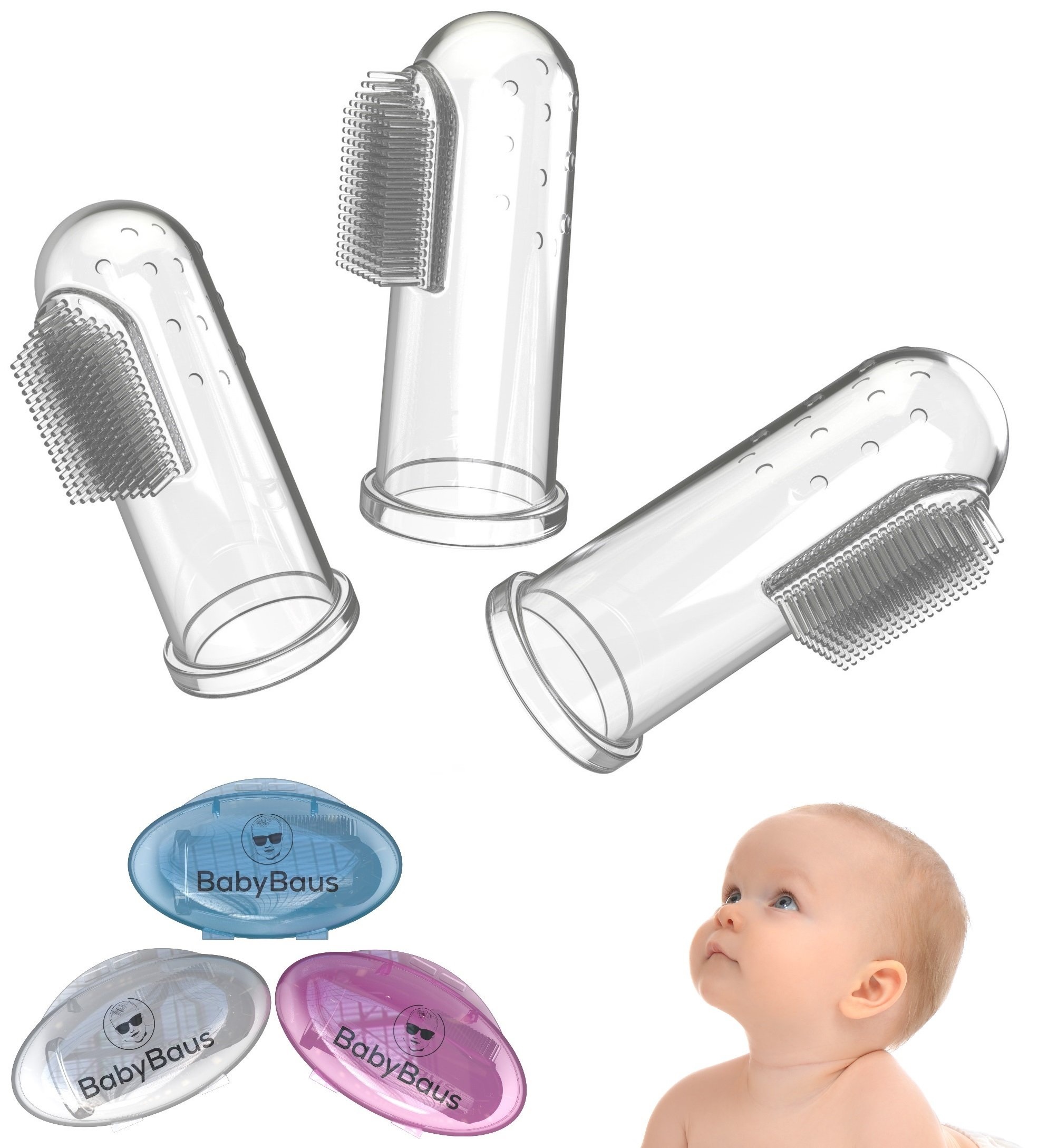 Baby Care Finger Toothbrush With Soft Massaging Bristles For Babies, Toddlers, Kids And Pets