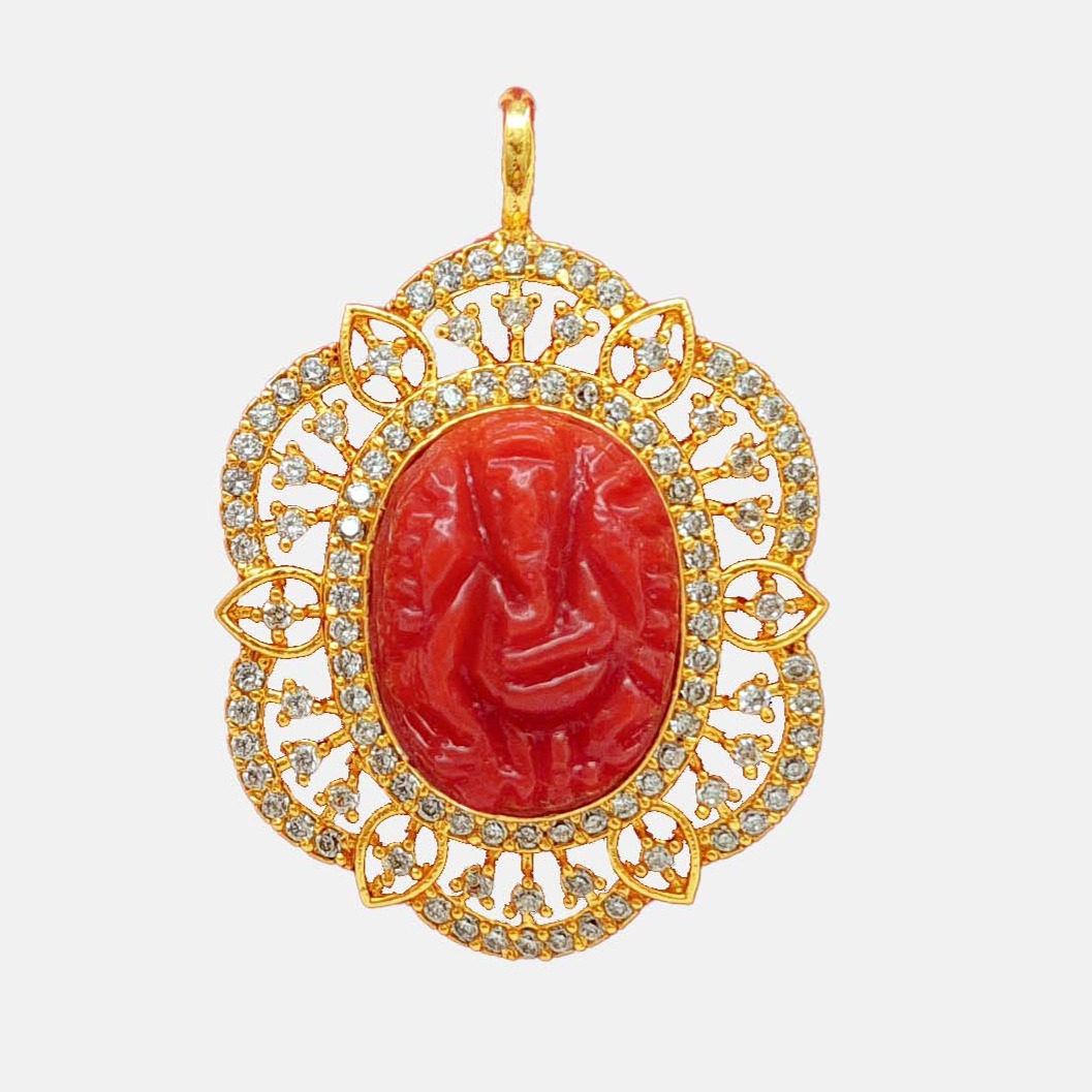 Ad Stone Panchadhatu Ganesh Pendant – Gold-Polished Locket For Daily Wear For Women