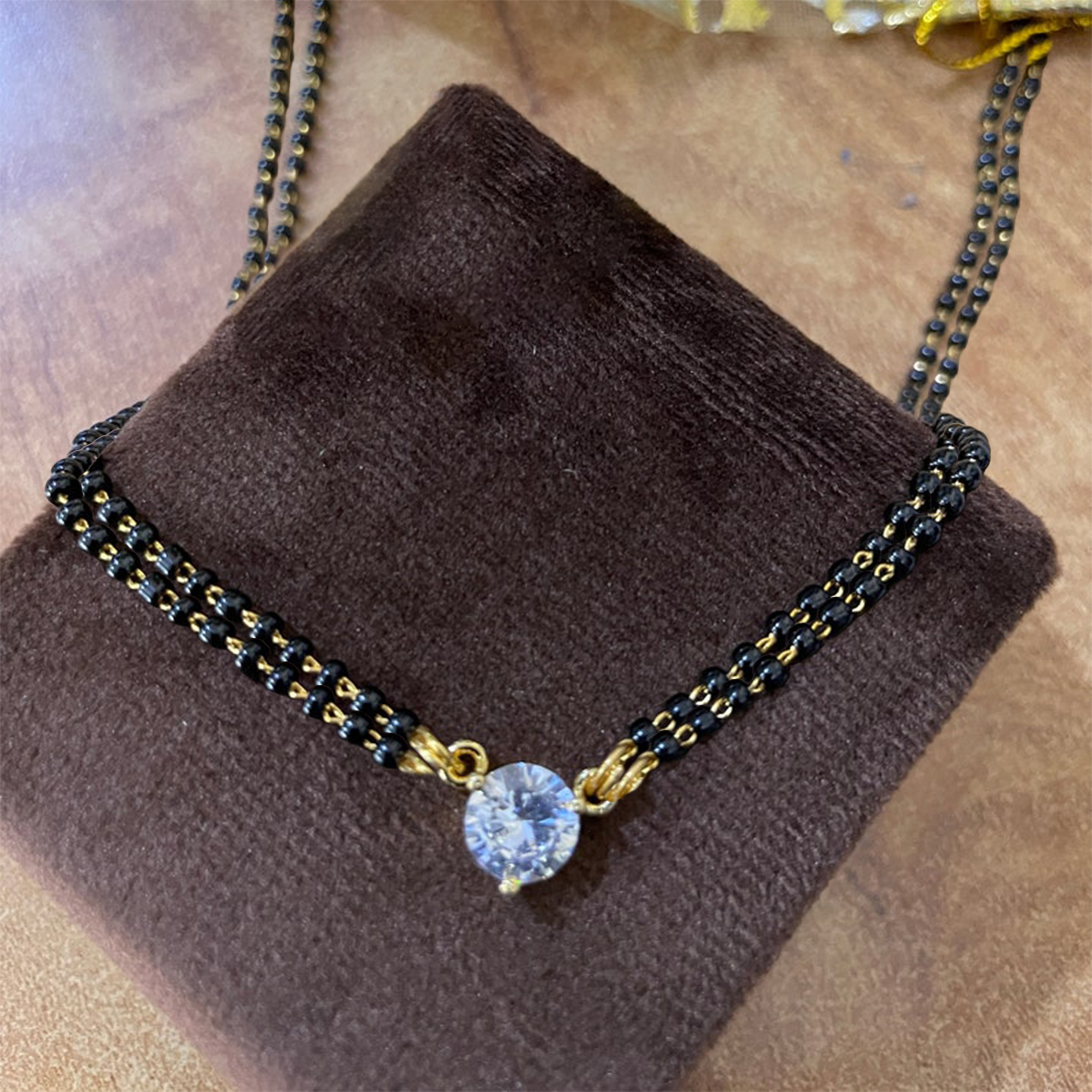 Premium Stone Pendant Double-Chain Mangalsutra – Diamond-Style Necklace For Women - 45 Cm
