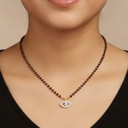Eye-Design Stone Pendant Mangalsutra – 45cm Diamond-Style Necklace For Married Women