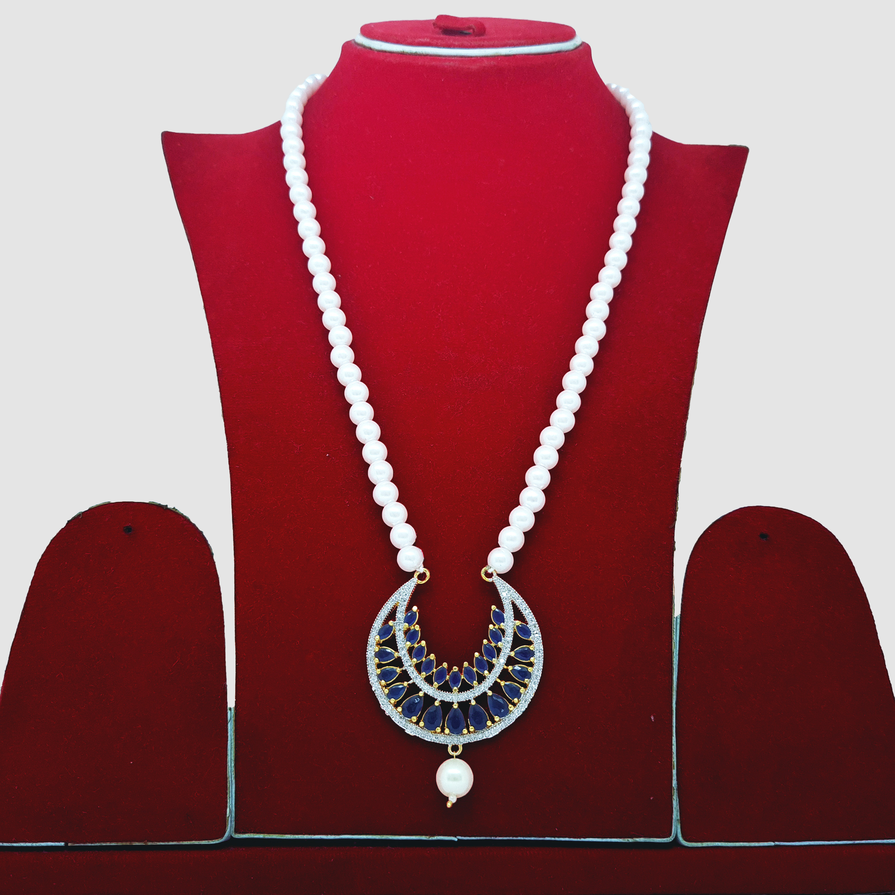 Diamond Design Pendant Long Moti Necklace – Ad Stone & Zircon Locket For Women - 55 Cm