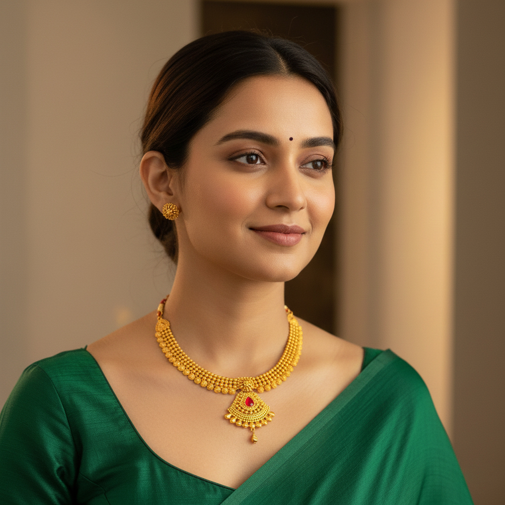 Gold Plated Flexible Bridal Mini Haar Necklace - Women