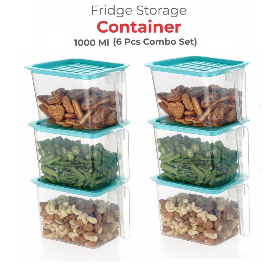 6-Piece Fridge Storage Organizer Boxes With Handles, Airtight Lids And Removable Drain Baskets