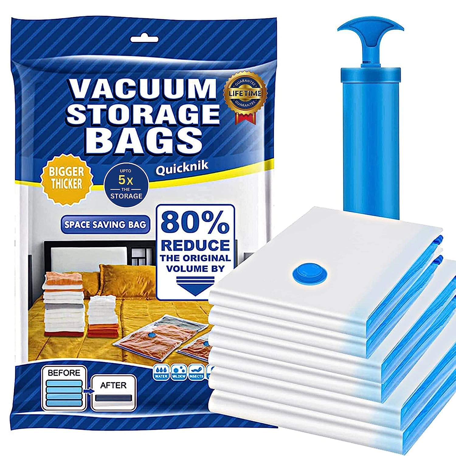 Vacuum Storage Bags Pack Of 5 For Clothes, Blankets, Bedding And Travel Space Saving